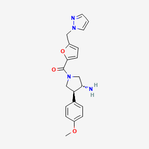 molecular formula C20H22N4O3 B5591455 (3R*,4S*)-4-(4-methoxyphenyl)-1-[5-(1H-pyrazol-1-ylmethyl)-2-furoyl]pyrrolidin-3-amine 
