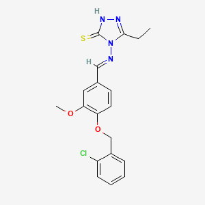 molecular formula C19H19ClN4O2S B5591481 4-({4-[(2-chlorobenzyl)oxy]-3-methoxybenzylidene}amino)-5-ethyl-4H-1,2,4-triazole-3-thiol 