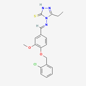 molecular formula C19H19ClN4O2S B5591481 4-({4-[(2-氯苄基)氧基]-3-甲氧基苄亚胺}氨基)-5-乙基-4H-1,2,4-三唑-3-硫醇 