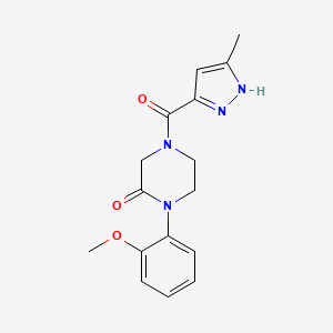 molecular formula C16H18N4O3 B5591500 1-(2-methoxyphenyl)-4-[(3-methyl-1H-pyrazol-5-yl)carbonyl]-2-piperazinone 