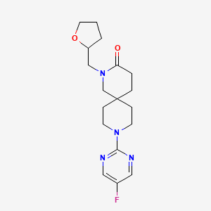 molecular formula C18H25FN4O2 B5591508 9-(5-fluoro-2-pyrimidinyl)-2-(tetrahydro-2-furanylmethyl)-2,9-diazaspiro[5.5]undecan-3-one 
