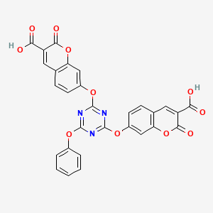 molecular formula C29H15N3O11 B5591537 7,7'-[(6-phenoxy-1,3,5-triazine-2,4-diyl)bis(oxy)]bis(2-oxo-2H-chromene-3-carboxylic acid) 