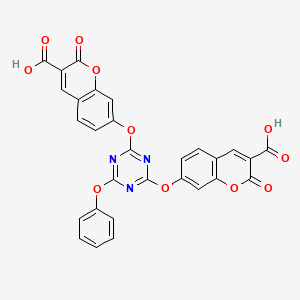 molecular formula C29H15N3O11 B5591537 7,7'-[(6-苯氧基-1,3,5-三嗪-2,4-二基)双(氧基)]双(2-氧代-2H-铬烯-3-羧酸) 