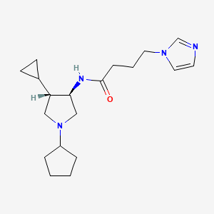molecular formula C19H30N4O B5591542 N-[rel-(3R,4S)-1-cyclopentyl-4-cyclopropyl-3-pyrrolidinyl]-4-(1H-imidazol-1-yl)butanamide dihydrochloride 