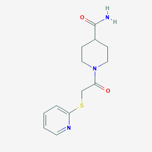 molecular formula C13H17N3O2S B5591548 1-[(2-pyridinylthio)acetyl]-4-piperidinecarboxamide 