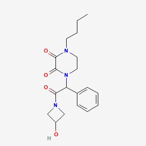 molecular formula C19H25N3O4 B5591556 1-butyl-4-[2-(3-hydroxyazetidin-1-yl)-2-oxo-1-phenylethyl]piperazine-2,3-dione 