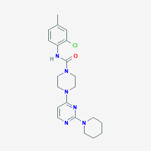 molecular formula C21H27ClN6O B5591601 N-(2-氯-4-甲苯基)-4-[2-(1-哌啶基)-4-嘧啶基]-1-哌嗪甲酰胺 