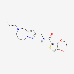 molecular formula C18H24N4O3S B5591605 N-[(5-propyl-5,6,7,8-tetrahydro-4H-pyrazolo[1,5-a][1,4]diazepin-2-yl)methyl]-2,3-dihydrothieno[3,4-b][1,4]dioxine-5-carboxamide 