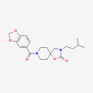 molecular formula C20H26N2O5 B5591610 8-(1,3-benzodioxol-5-ylcarbonyl)-3-(3-methylbutyl)-1-oxa-3,8-diazaspiro[4.5]decan-2-one 