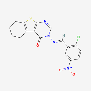 molecular formula C17H13ClN4O3S B5591628 3-[(2-chloro-5-nitrobenzylidene)amino]-5,6,7,8-tetrahydro[1]benzothieno[2,3-d]pyrimidin-4(3H)-one 