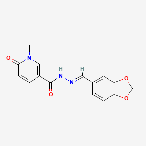 molecular formula C15H13N3O4 B5591636 N'-(1,3-benzodioxol-5-ylmethylene)-1-methyl-6-oxo-1,6-dihydro-3-pyridinecarbohydrazide 