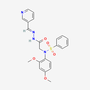 molecular formula C22H22N4O5S B5591642 N-(2,4-dimethoxyphenyl)-N-{2-oxo-2-[2-(3-pyridinylmethylene)hydrazino]ethyl}benzenesulfonamide 