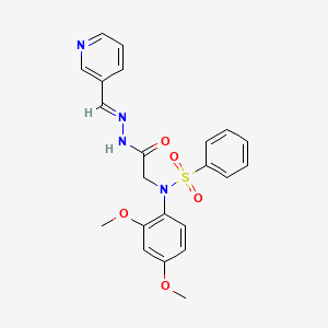 molecular formula C22H22N4O5S B5591642 N-(2,4-二甲氧基苯基)-N-{2-氧代-2-[2-(3-吡啶基亚甲基)肼基]乙基}苯磺酰胺 