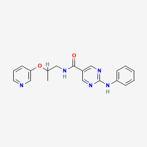 molecular formula C19H19N5O2 B5591648 2-苯胺基-N-[2-(3-吡啶氧基)丙基]-5-嘧啶甲酰胺 