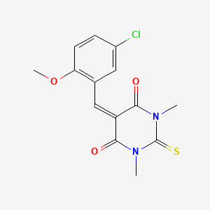 molecular formula C14H13ClN2O3S B5591769 5-(5-chloro-2-methoxybenzylidene)-1,3-dimethyl-2-thioxodihydro-4,6(1H,5H)-pyrimidinedione 