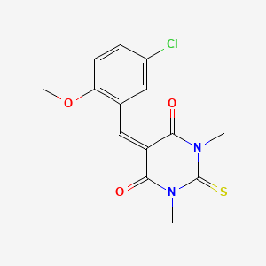 molecular formula C14H13ClN2O3S B5591769 5-(5-氯-2-甲氧基苯亚甲基)-1,3-二甲基-2-硫代二氢-4,6(1H,5H)-嘧啶二酮 