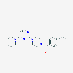 molecular formula C23H31N5O B5591778 2-[4-(4-ethylbenzoyl)-1-piperazinyl]-4-methyl-6-(1-piperidinyl)pyrimidine 