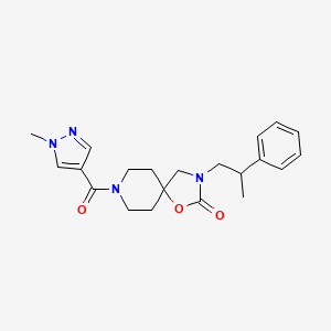 molecular formula C21H26N4O3 B5591791 8-[(1-甲基-1H-吡唑-4-基)羰基]-3-(2-苯基丙基)-1-氧代-3,8-二氮杂螺[4.5]十二烷-2-酮 