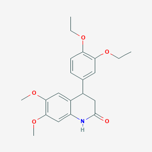 molecular formula C21H25NO5 B5591795 4-(3,4-diethoxyphenyl)-6,7-dimethoxy-3,4-dihydro-2(1H)-quinolinone 