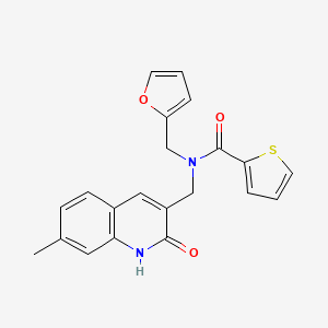 molecular formula C21H18N2O3S B5591796 N-(2-furylmethyl)-N-[(2-hydroxy-7-methyl-3-quinolinyl)methyl]-2-thiophenecarboxamide 