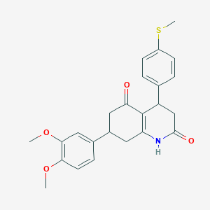 molecular formula C24H25NO4S B5591800 7-(3,4-dimethoxyphenyl)-4-[4-(methylthio)phenyl]-4,6,7,8-tetrahydro-2,5(1H,3H)-quinolinedione 