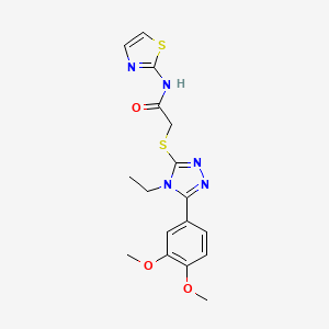 molecular formula C17H19N5O3S2 B5591837 2-{[5-(3,4-dimethoxyphenyl)-4-ethyl-4H-1,2,4-triazol-3-yl]thio}-N-1,3-thiazol-2-ylacetamide 