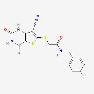 2-[(7-cyano-4-hydroxy-2-oxo-1,2-dihydrothieno[3,2-d]pyrimidin-6-yl)thio]-N-(4-fluorobenzyl)acetamide