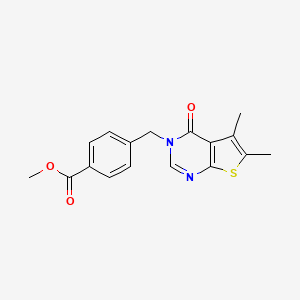 molecular formula C17H16N2O3S B5591860 甲基-4-[(5,6-二甲基-4-氧代噻吩[2,3-d]嘧啶-3(4H)-基)甲基]苯甲酸酯 