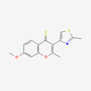 molecular formula C15H13NO2S2 B5591871 7-methoxy-2-methyl-3-(2-methyl-1,3-thiazol-4-yl)-4H-chromene-4-thione 