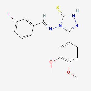 molecular formula C17H15FN4O2S B5591884 5-(3,4-二甲氧基苯基)-4-[(3-氟苄亚甲基)氨基]-4H-1,2,4-三唑-3-硫醇 