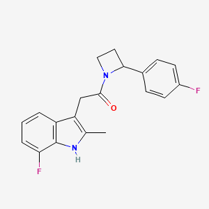 molecular formula C20H18F2N2O B5591913 7-fluoro-3-{2-[2-(4-fluorophenyl)-1-azetidinyl]-2-oxoethyl}-2-methyl-1H-indole 