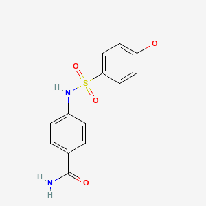 molecular formula C14H14N2O4S B5591954 4-{[(4-methoxyphenyl)sulfonyl]amino}benzamide 