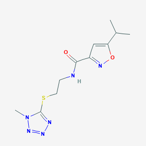 molecular formula C11H16N6O2S B5592007 5-isopropyl-N-{2-[(1-methyl-1H-tetrazol-5-yl)thio]ethyl}-3-isoxazolecarboxamide 