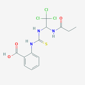 molecular formula C13H14Cl3N3O3S B5592094 2-[({[2,2,2-trichloro-1-(propionylamino)ethyl]amino}carbonothioyl)amino]benzoic acid 