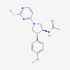 molecular formula C18H22N4O2S B5592097 N-{(3S*,4R*)-4-(4-methoxyphenyl)-1-[2-(methylthio)-4-pyrimidinyl]-3-pyrrolidinyl}acetamide 