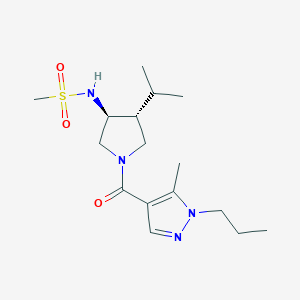molecular formula C16H28N4O3S B5592110 N-{(3S*,4R*)-4-isopropyl-1-[(5-methyl-1-propyl-1H-pyrazol-4-yl)carbonyl]-3-pyrrolidinyl}methanesulfonamide 