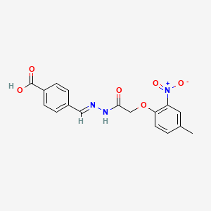 molecular formula C17H15N3O6 B5592163 4-{2-[(4-methyl-2-nitrophenoxy)acetyl]carbonohydrazonoyl}benzoic acid 
