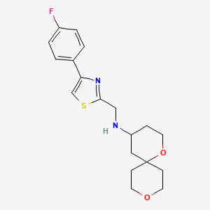 molecular formula C19H23FN2O2S B5592191 1,9-dioxaspiro[5.5]undec-4-yl{[4-(4-fluorophenyl)-1,3-thiazol-2-yl]methyl}amine 