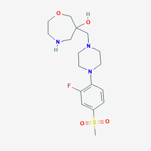 molecular formula C17H26FN3O4S B5592194 6-({4-[2-fluoro-4-(methylsulfonyl)phenyl]-1-piperazinyl}methyl)-1,4-oxazepan-6-ol dihydrochloride 