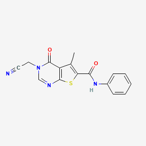 molecular formula C16H12N4O2S B5592195 3-(cyanomethyl)-5-methyl-4-oxo-N-phenyl-3,4-dihydrothieno[2,3-d]pyrimidine-6-carboxamide 