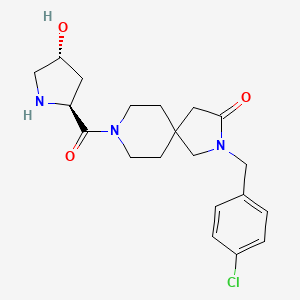 molecular formula C20H26ClN3O3 B5592203 2-(4-chlorobenzyl)-8-[(4R)-4-hydroxy-L-prolyl]-2,8-diazaspiro[4.5]decan-3-one hydrochloride 