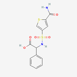 molecular formula C13H12N2O5S2 B5592207 ({[5-(aminocarbonyl)-3-thienyl]sulfonyl}amino)(phenyl)acetic acid 
