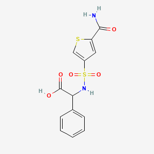 molecular formula C13H12N2O5S2 B5592207 ({[5-(氨基甲酰)-3-噻吩基]磺酰}氨基)(苯基)乙酸 