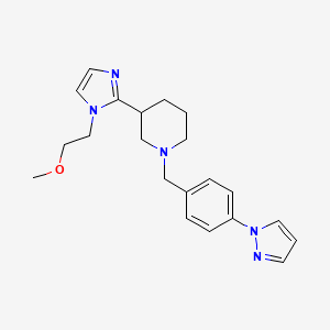 molecular formula C21H27N5O B5592247 3-[1-(2-甲氧基乙基)-1H-咪唑-2-基]-1-[4-(1H-吡唑-1-基)苯甲基]哌啶 