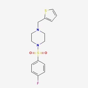 molecular formula C15H17FN2O2S2 B5592303 1-[(4-氟苯基)磺酰]-4-(2-噻吩基甲基)哌嗪 