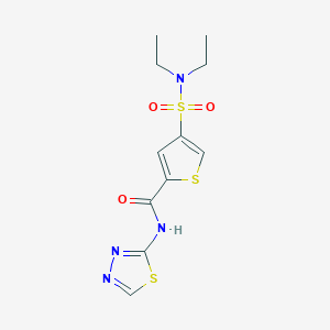 molecular formula C11H14N4O3S3 B5592309 4-[(diethylamino)sulfonyl]-N-1,3,4-thiadiazol-2-yl-2-thiophenecarboxamide 