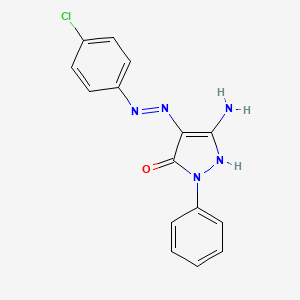 molecular formula C15H12ClN5O B5592316 3-amino-1-phenyl-1H-pyrazole-4,5-dione 4-[(4-chlorophenyl)hydrazone] 