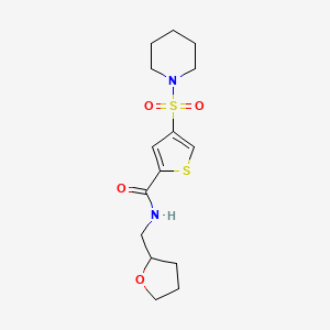 molecular formula C15H22N2O4S2 B5592318 4-(1-piperidinylsulfonyl)-N-(tetrahydro-2-furanylmethyl)-2-thiophenecarboxamide 