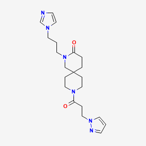 molecular formula C21H30N6O2 B5592327 2-[3-(1H-imidazol-1-yl)propyl]-9-[3-(1H-pyrazol-1-yl)propanoyl]-2,9-diazaspiro[5.5]undecan-3-one 