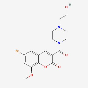 molecular formula C17H19BrN2O5 B5592333 6-bromo-3-{[4-(2-hydroxyethyl)piperazin-1-yl]carbonyl}-8-methoxy-2H-chromen-2-one 
